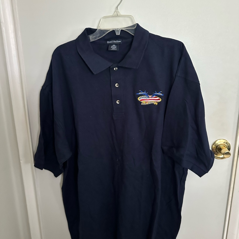 Mens Gildan Blue Polo Shirt . US Navy Blue Angels embroidered design. Size 2XL